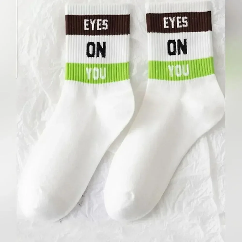 High Fashion Letter Printed Socks Women's 5 count